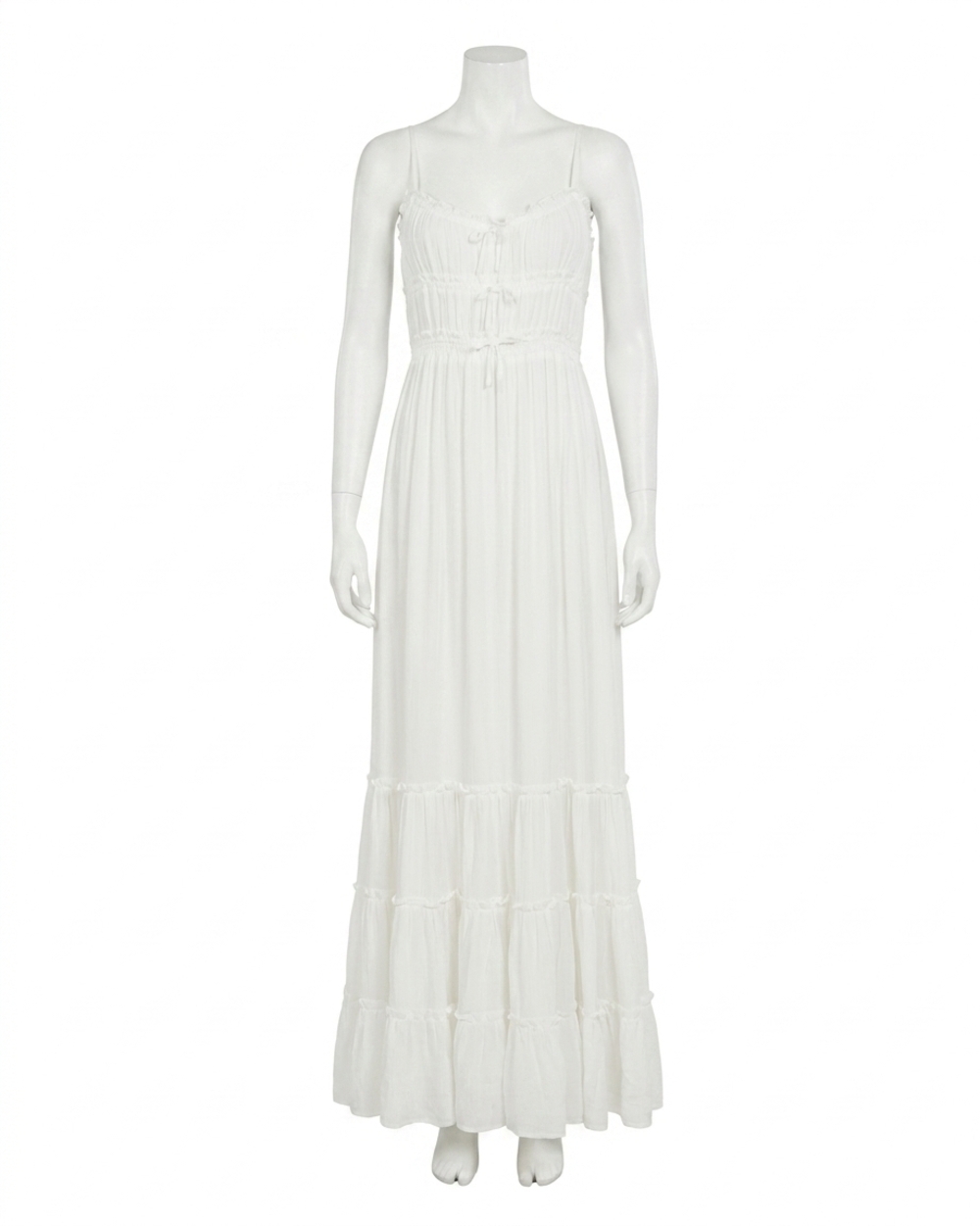 NEW THE KOOPLES shirred bow maxi dress in white - Picture 1 of 2